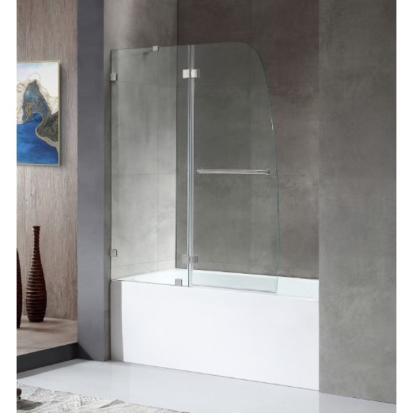 Anzzi Herald 48" by 58" Frameless Hinged tub door in Brushed Nickel SD-AZ11-01BN